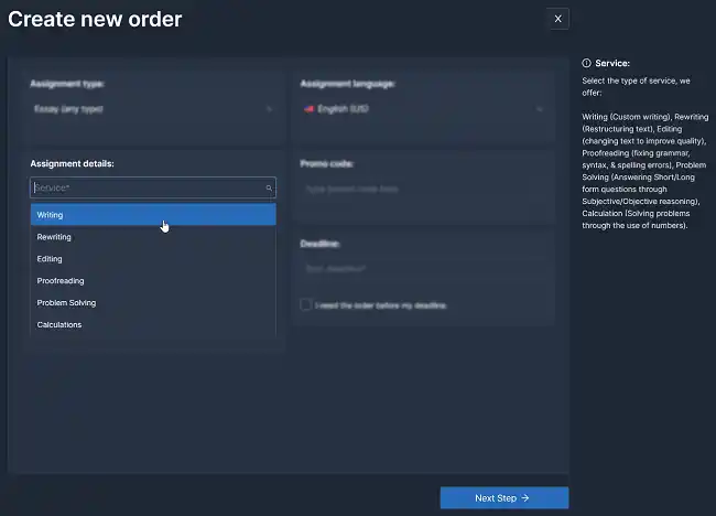 WritePaper order form