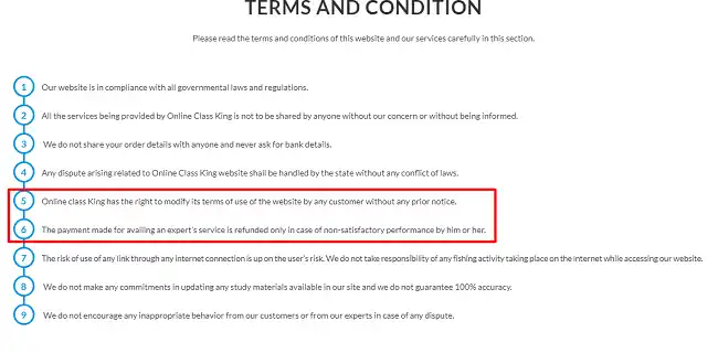 OnlineClassKing Terms of Use