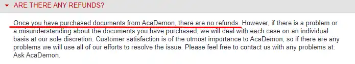 AcaDemon refund policy