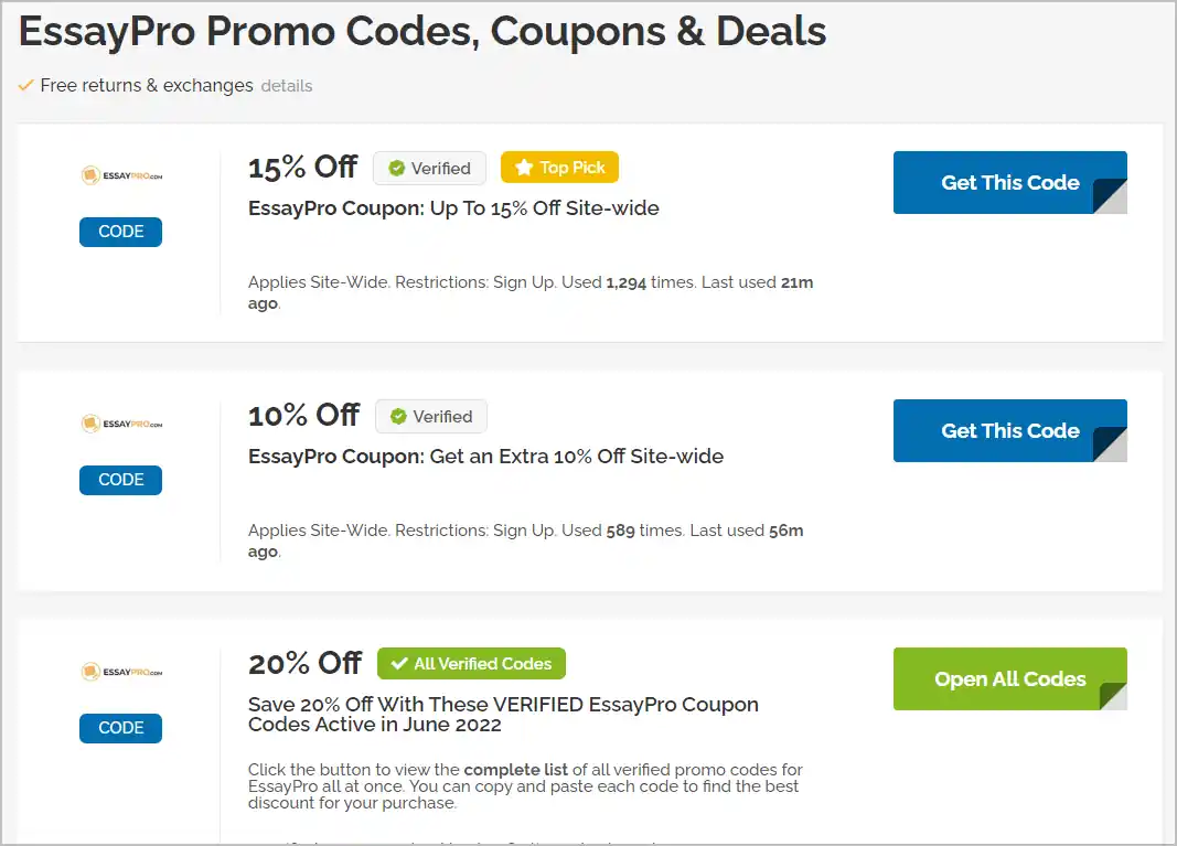 EssayPro discounts