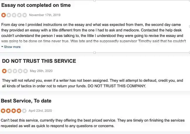 Boomessays reviews on Sitejabber