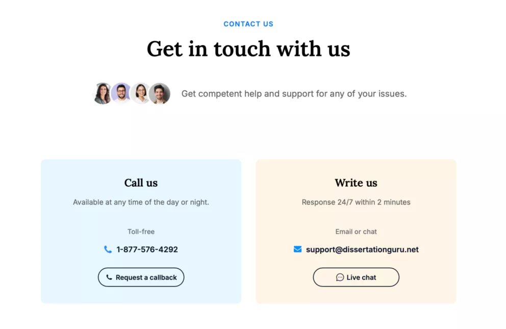 DissertationGuru customer support