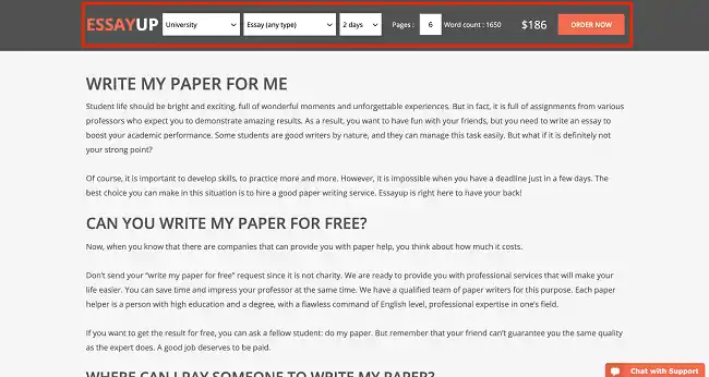 EssayUp order form