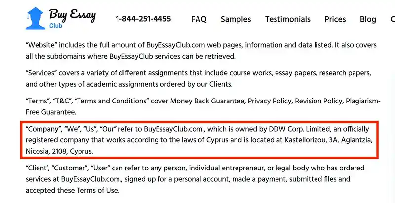 BuyEssayClub Terms of Use