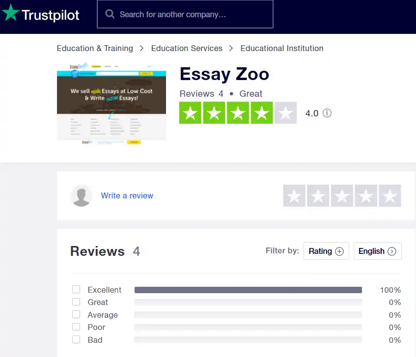 EssayZoo reviews on TrustPilot
