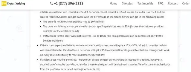 Expertwriting refund policy