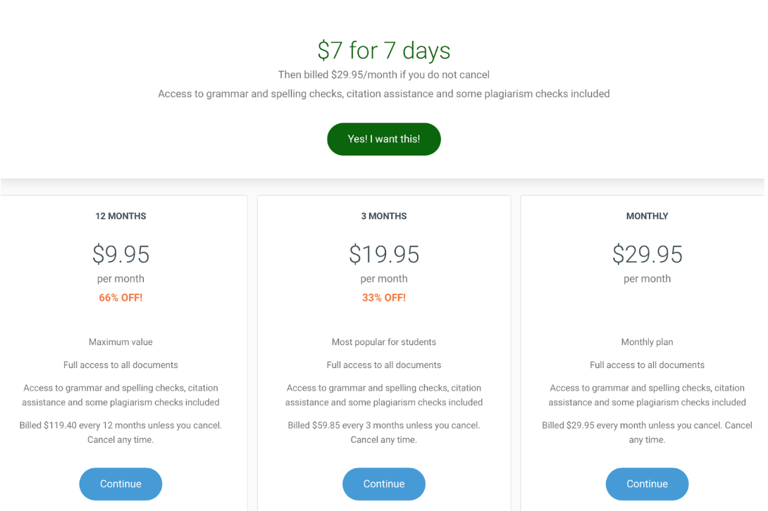 Studymode prices