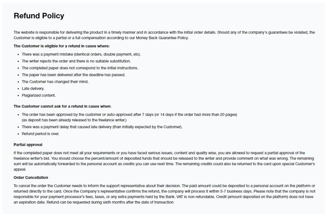 Essaymarket refund policy