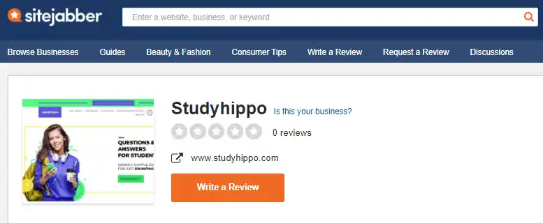 StudyHippo reviews on Sitejabber