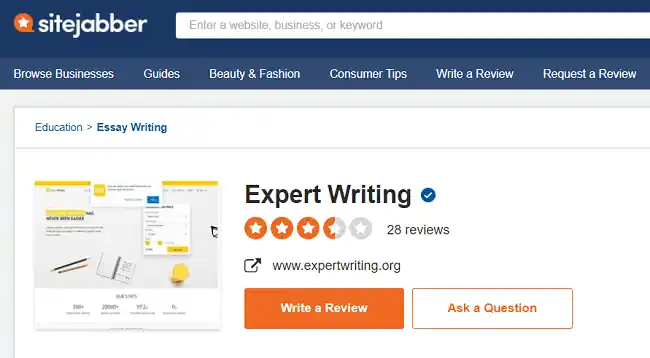 Expertwriting reviews on SiteJabber