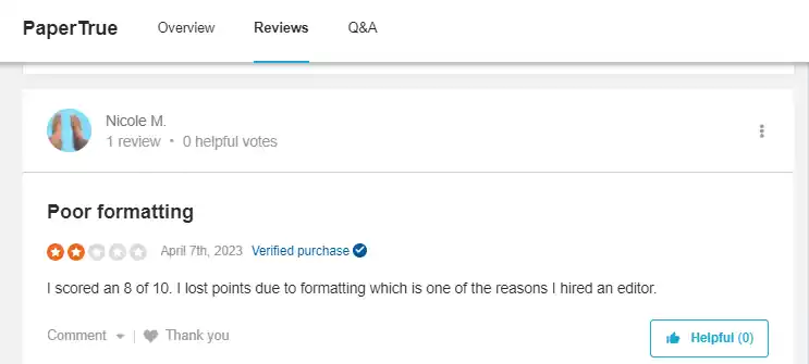 PaperTrue review on sitejabber