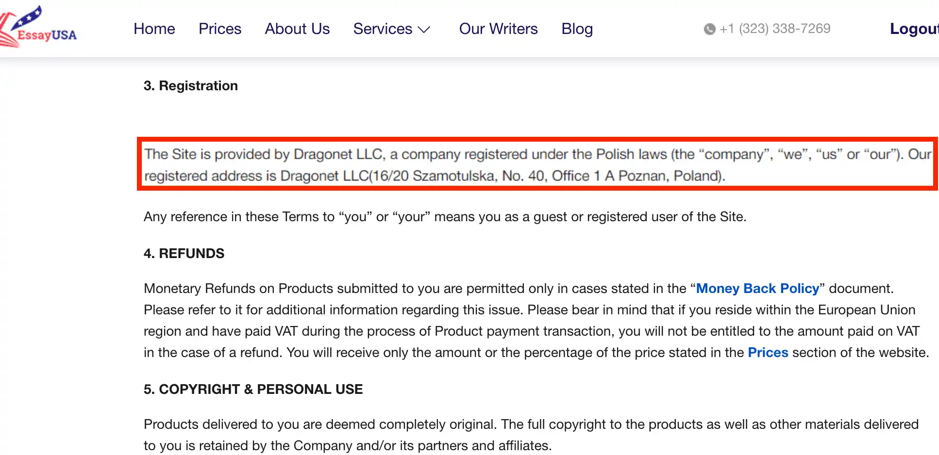 EssayUSA is owned and operated by Dragonet LLC