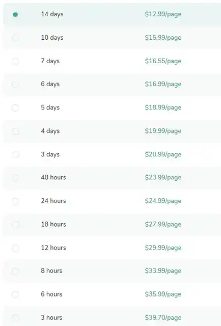 EssayRoo pricing