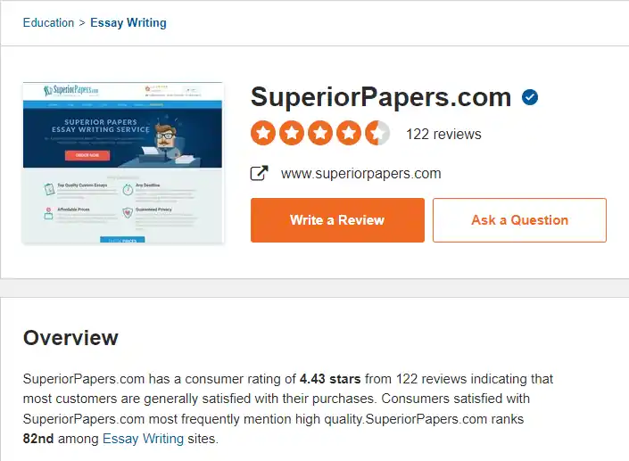 SuperiorPapers reviews on Sitejabber