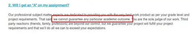 MyperfectWords do not guarantee a paper of high quality