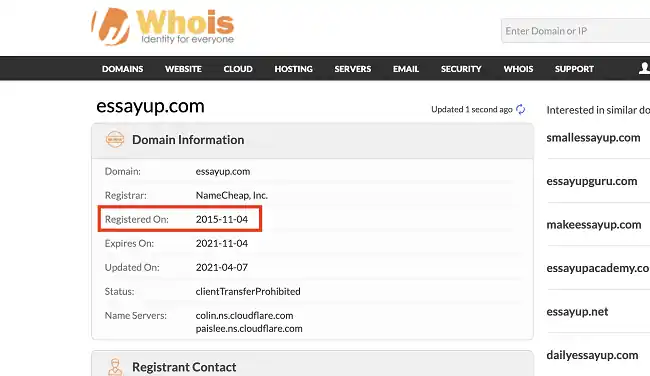 EssayUp registration date