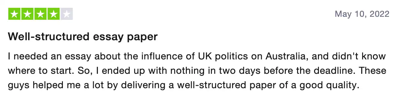 AustralianWritings review on TrustPilot