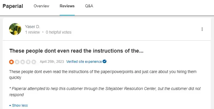 Paperial review on sitejabber