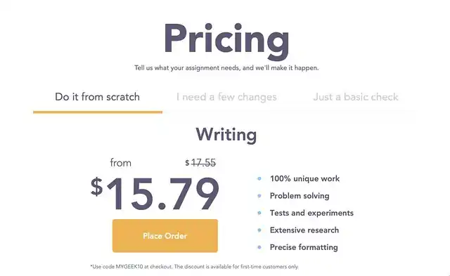 Assignmentgeek pricing