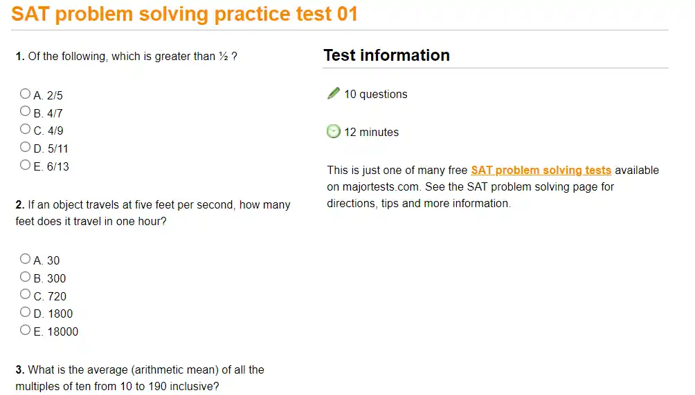 MajorTests paper example