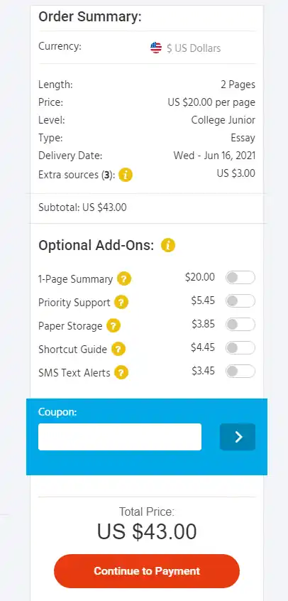 EssayTown price calculator