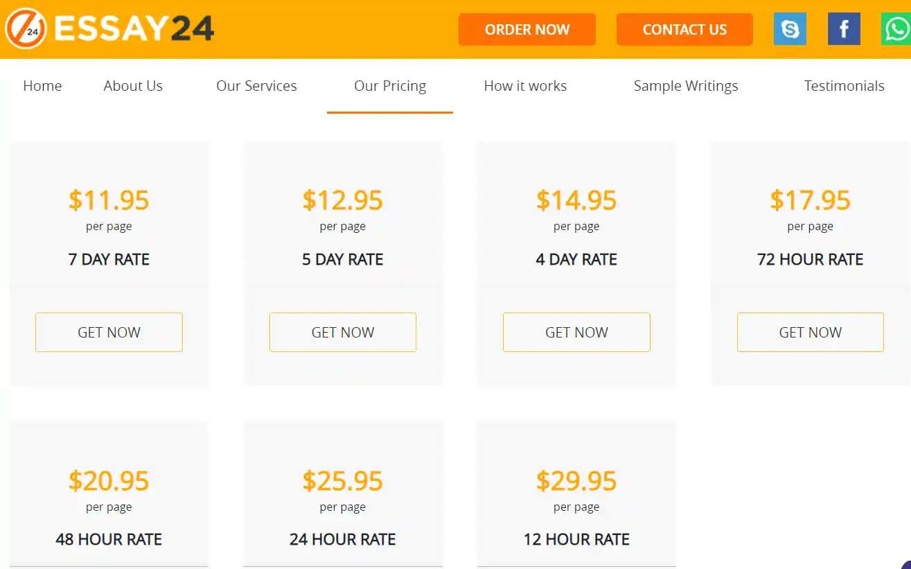 Essay24 pricing