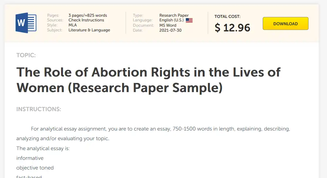 EssayZoo research paper example