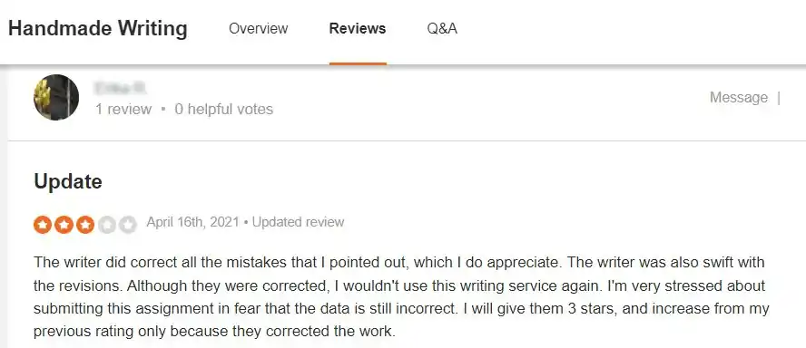 Handmadewriting review on SiteJabber