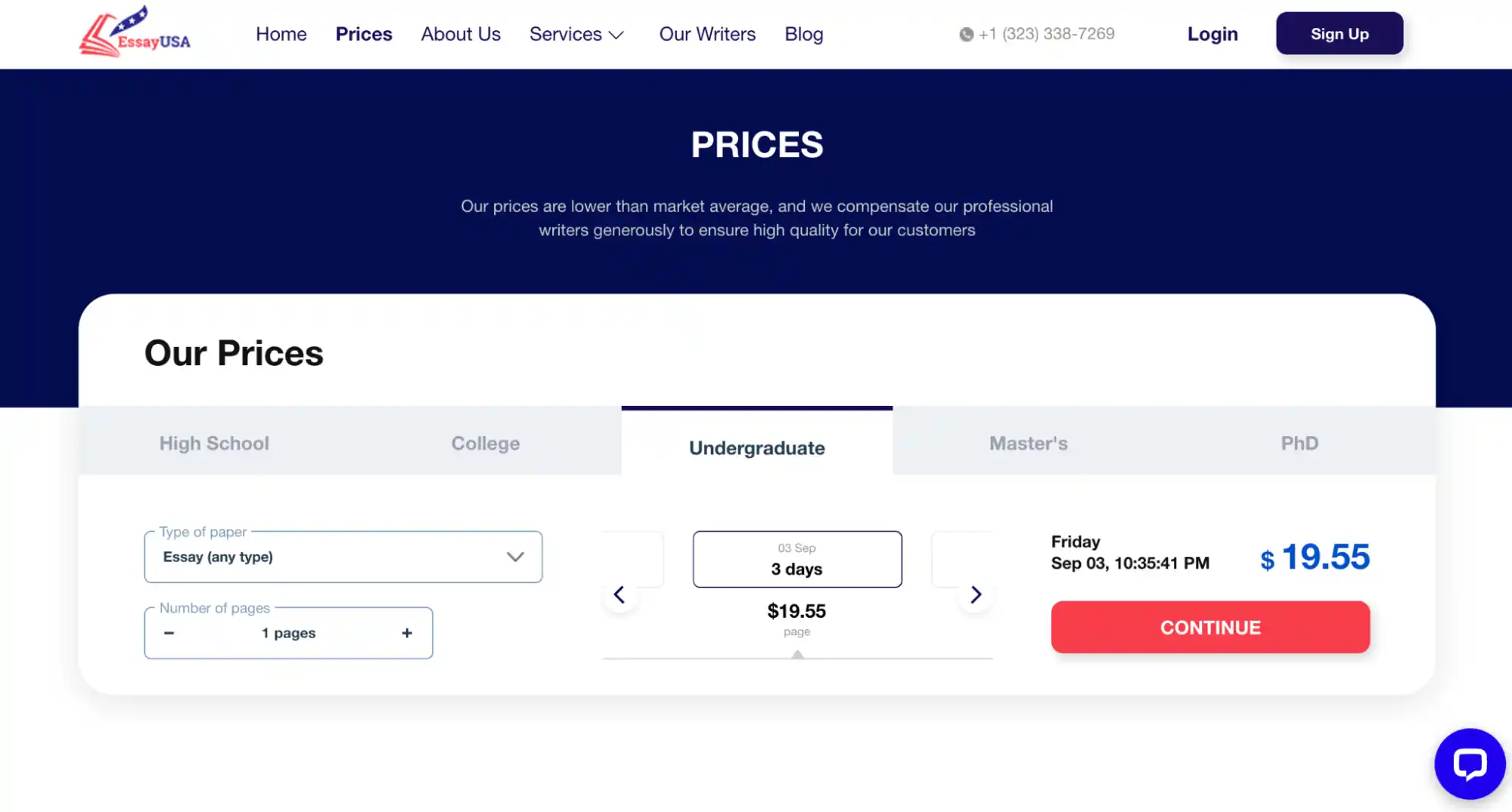 EssayUSA price calculator