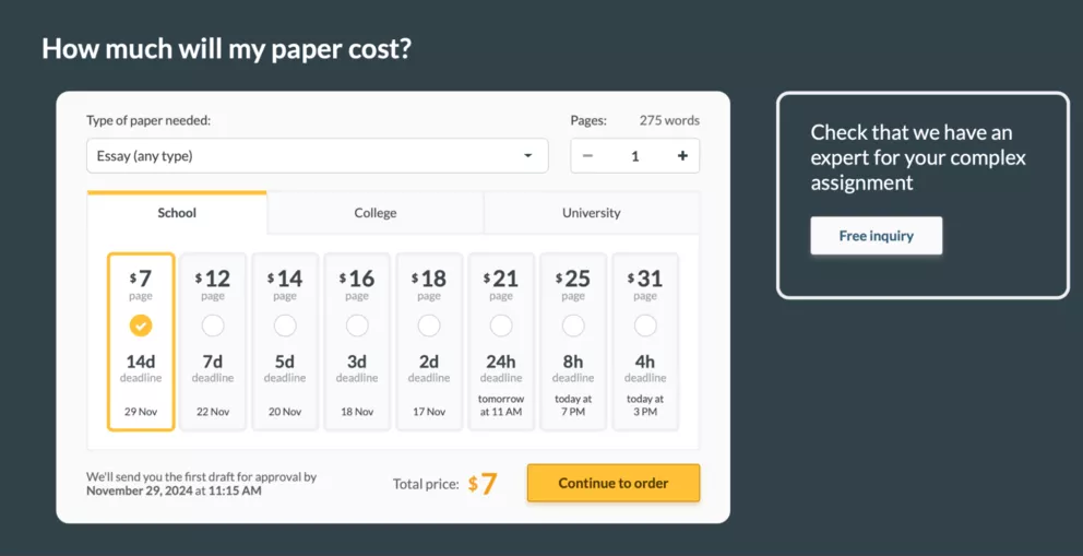 AffordablePapers prices