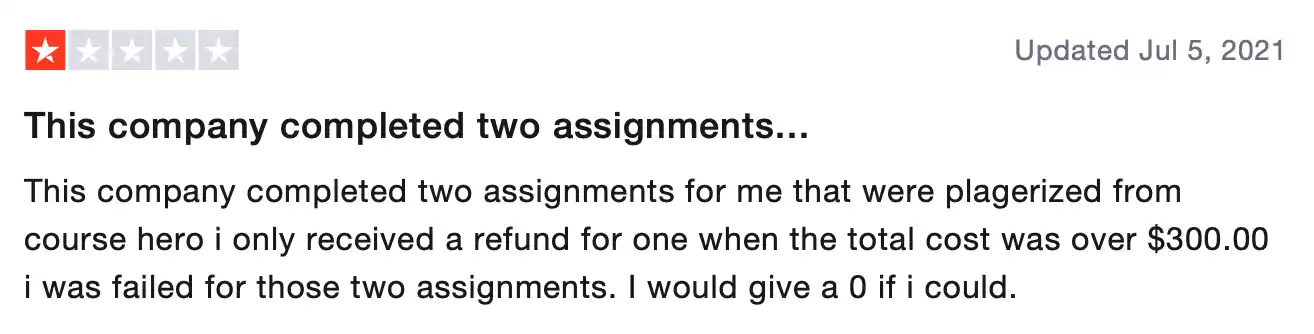 Assignmentgeek review on Trustpilot
