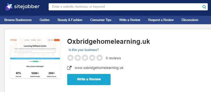 OxbridgeHomeLearning review on sitejabber