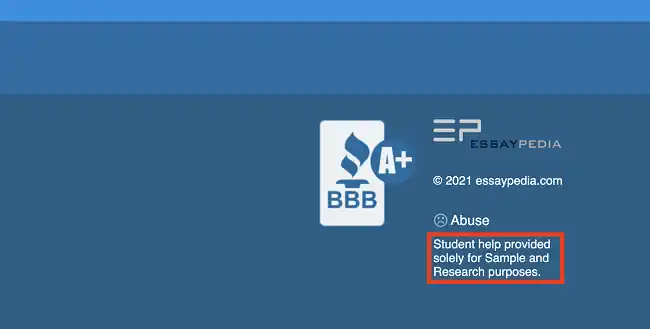 EssayPedia disclaimer
