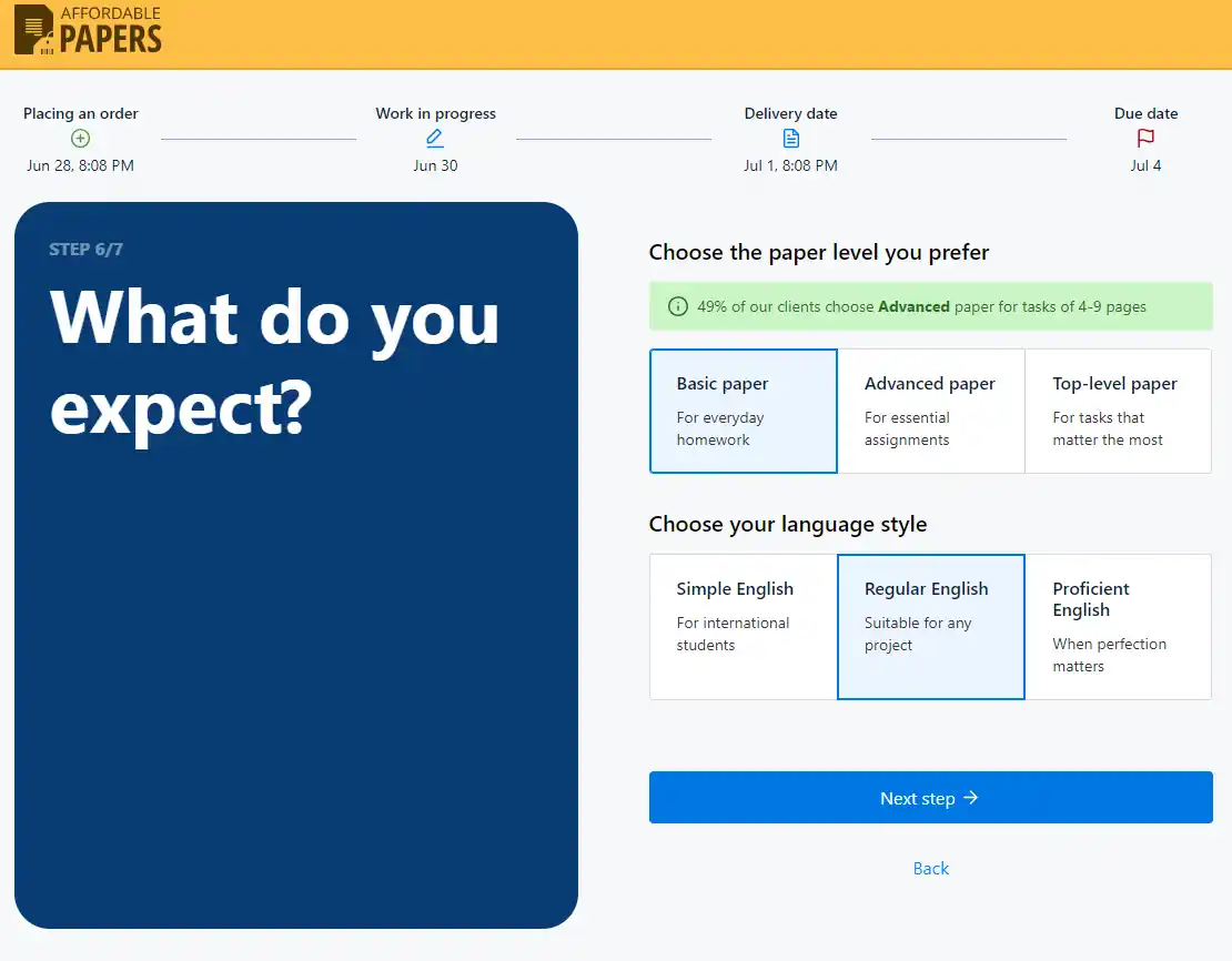 AffordablePapers order form
