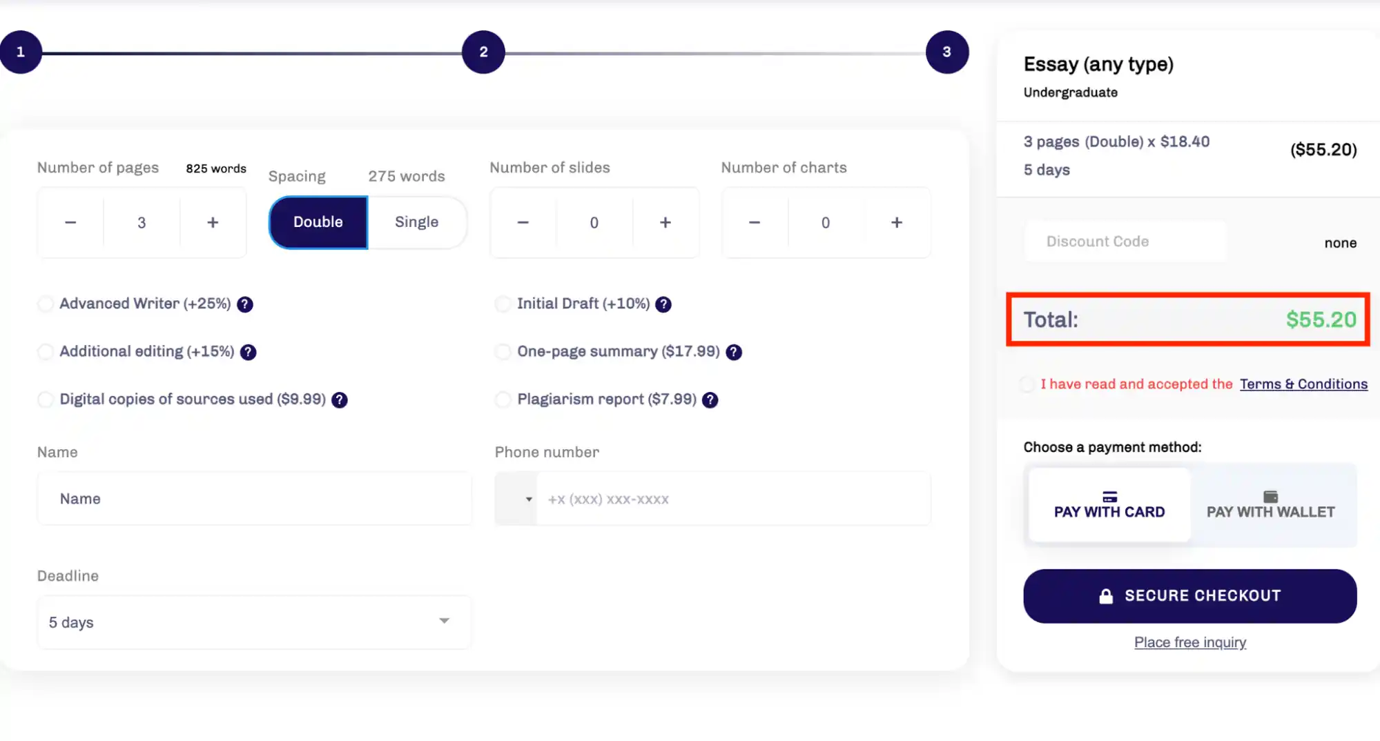 EssayUSA order form