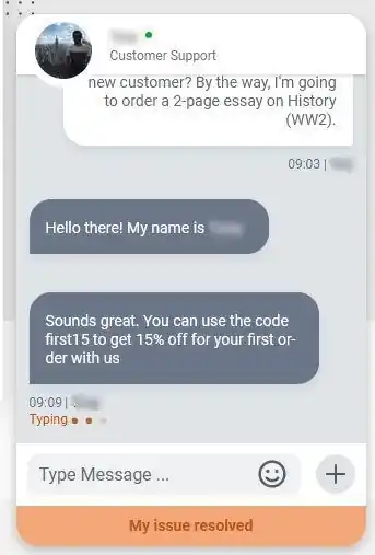 Educibly chat with support agent