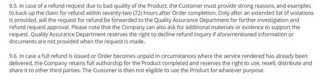 Rushessay refund policy
