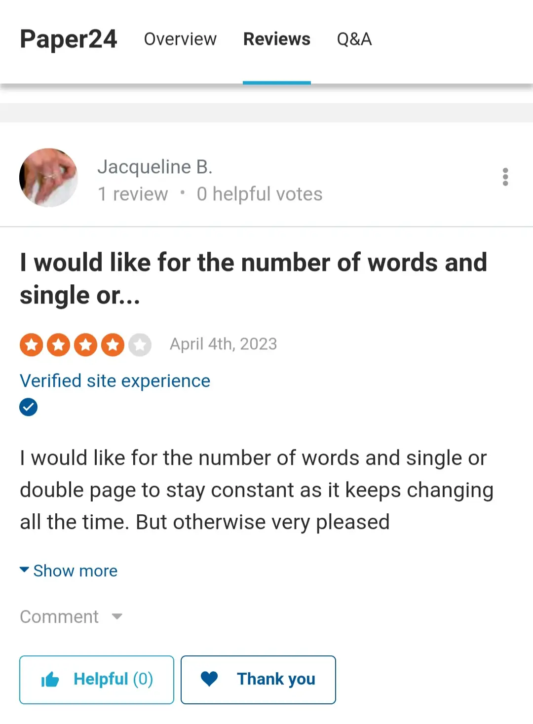 Paper24 reviews on Sitejabber