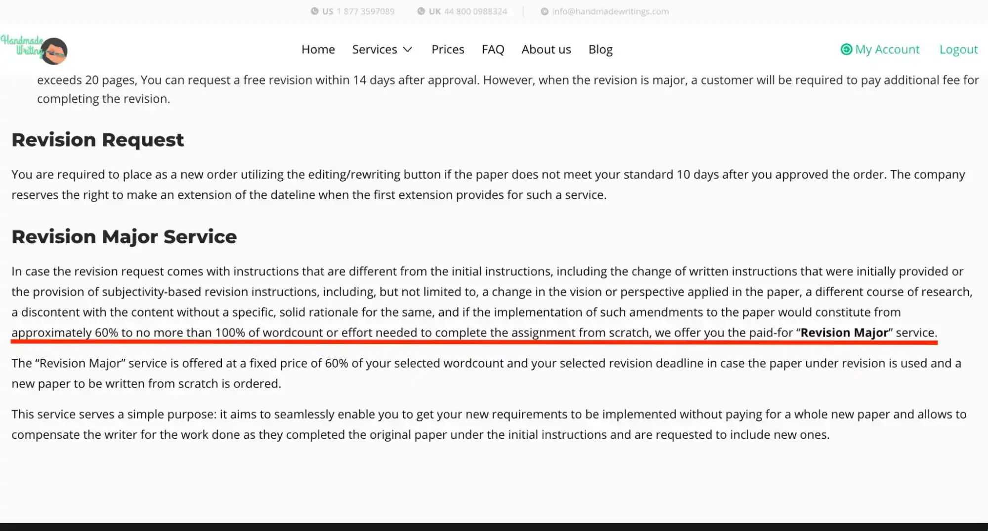 HandMadeWriting Revision Policy