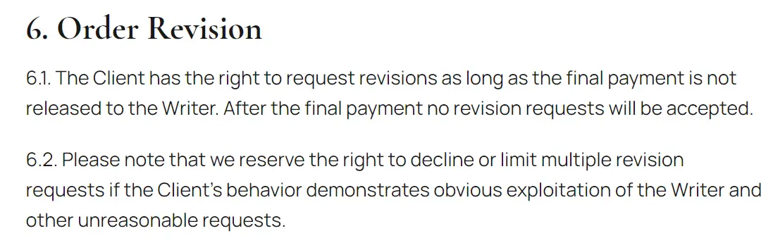 WriteMyEssayOnline revision policy