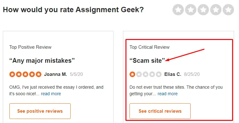 Reviews on AssignmentGeek at Sitejabber