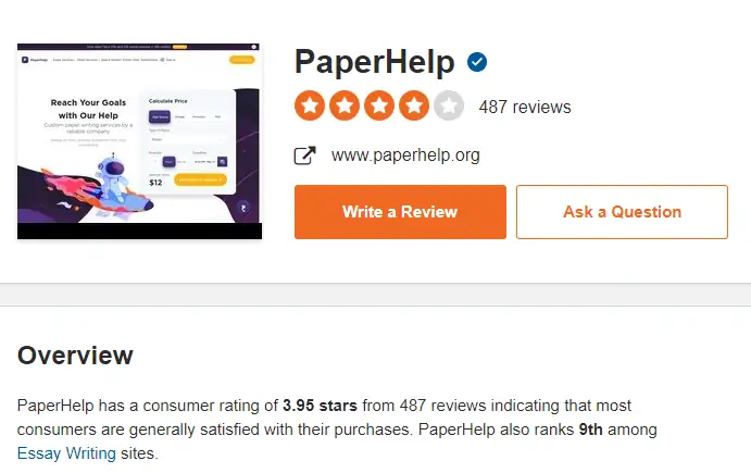 PaperHelp reviews on SiteJabber