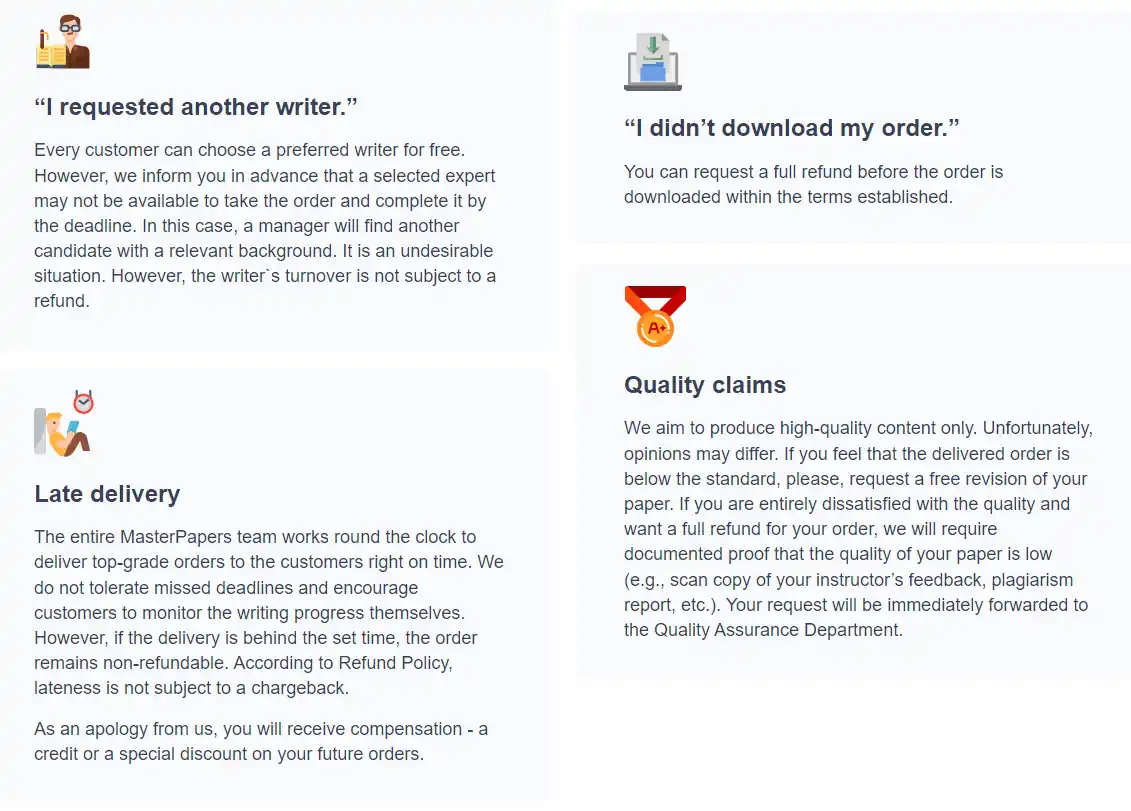 MasterPapers guarantees