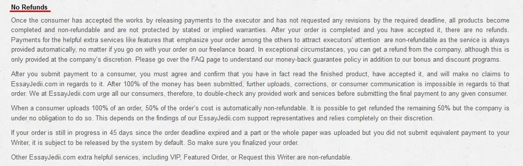 EssayJedii guarantees