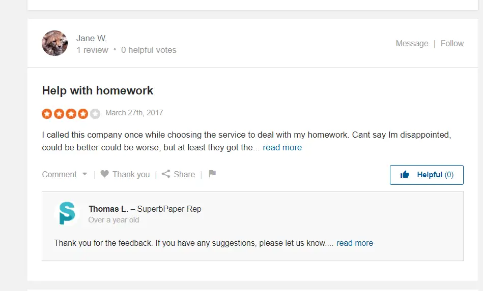 SuperbPaper review on SiteJabber