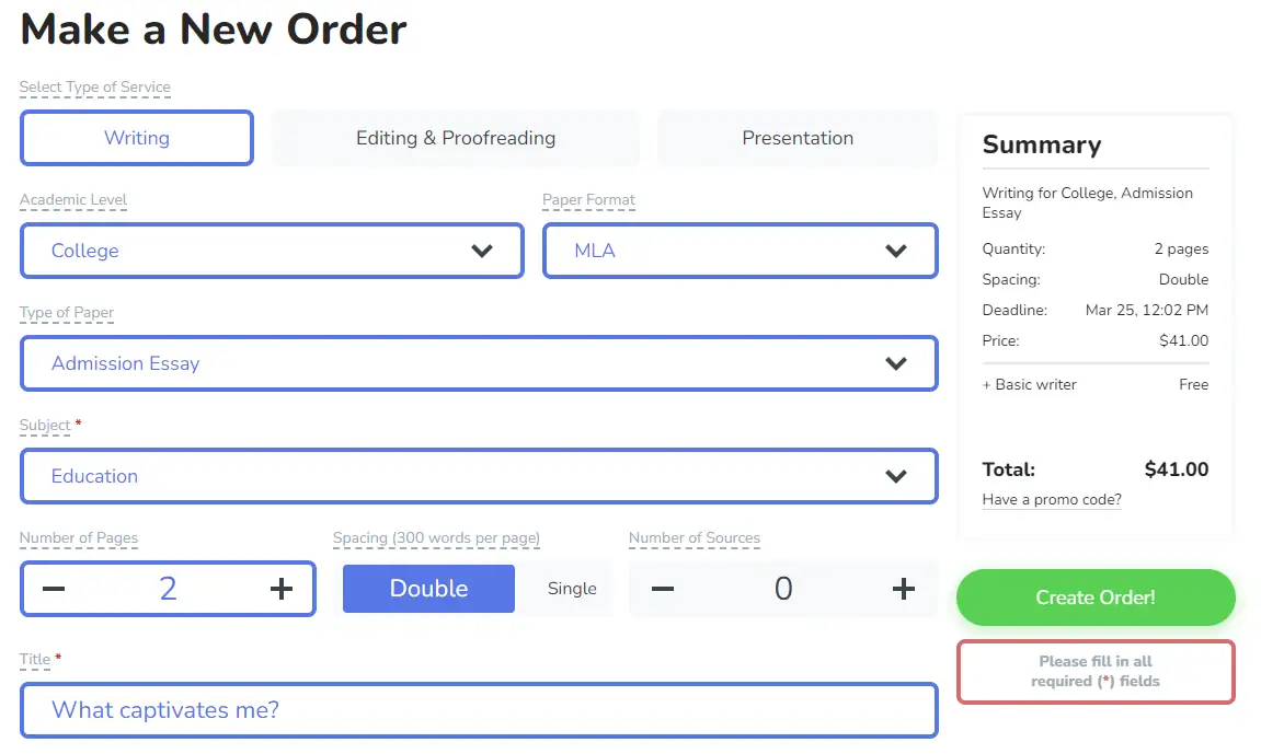 Studycrumb order form