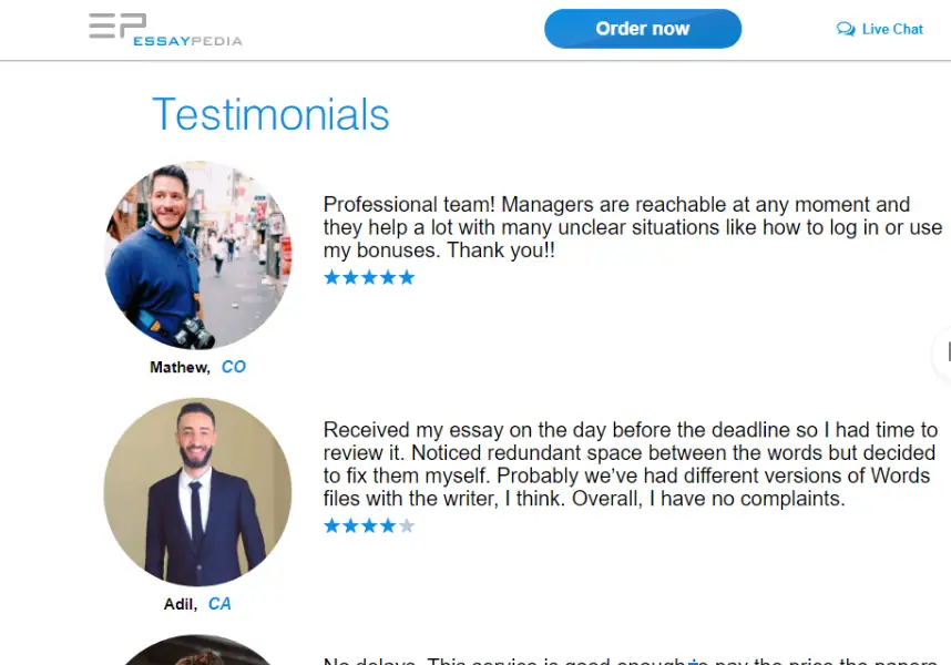Essaypedia Testimonials