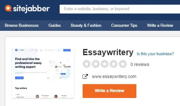 Reviews on Essaywritery at Sitejabber