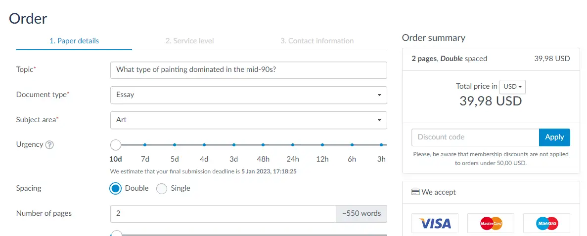 Essaygeeks order form