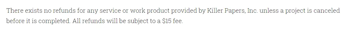 KillerPapers refund policy